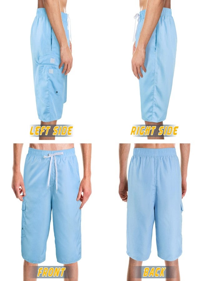 Srnede Mens Swimming Trunks Swim Trunks Quick Dry 11 Inch Swim Shorts with Mesh Lining Funny Swimwear Bathing Suits Light Blue - Image 5